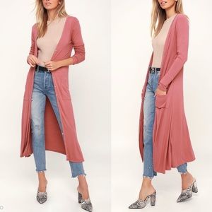 🆕 Lulu’s Rusty Rose Long Cardigan Sweater